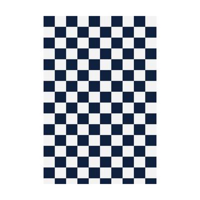 Sibylla Checkered Washable Rug, navy and white checkered pattern