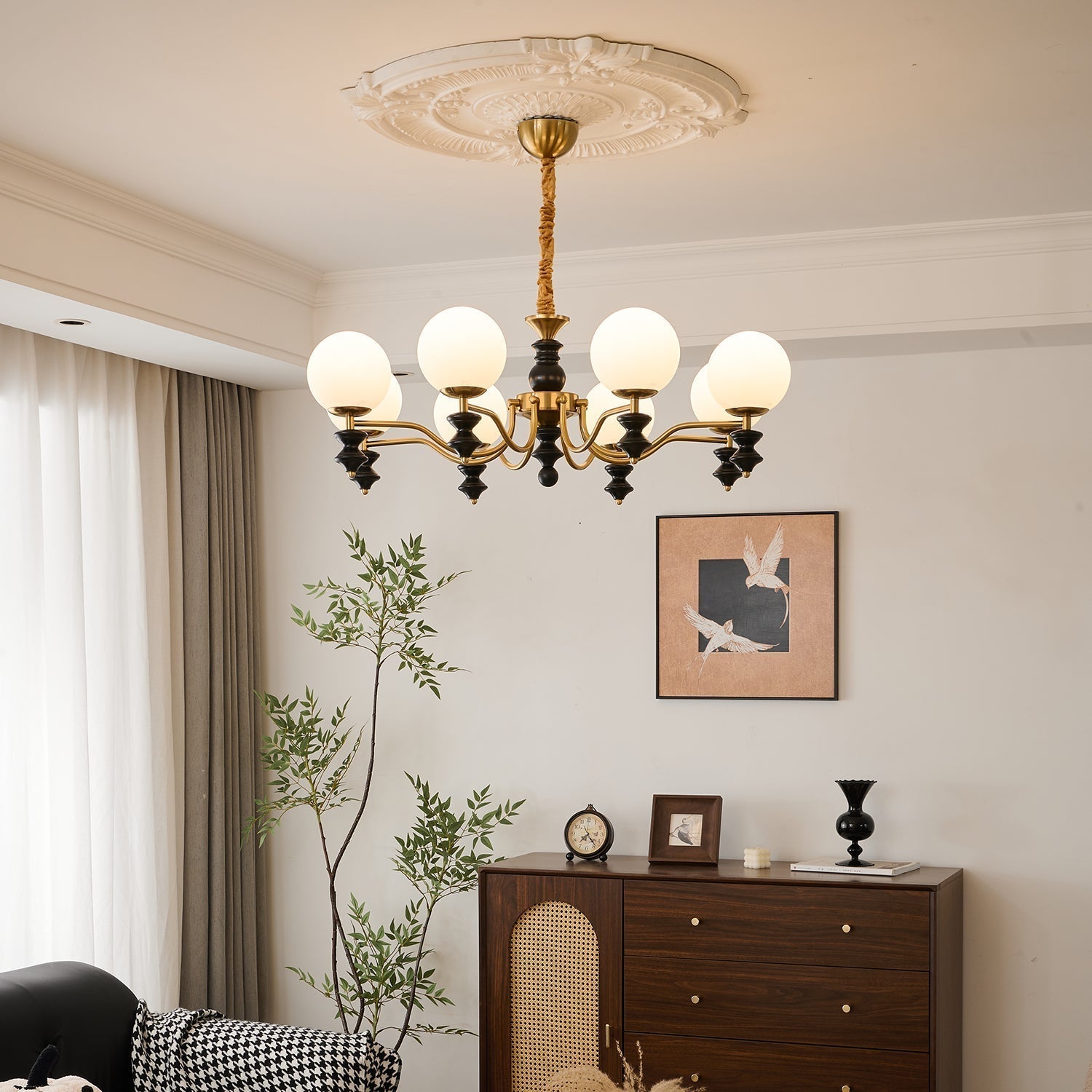 Ordore Traditional Elegance Vintage Wood Chandelier