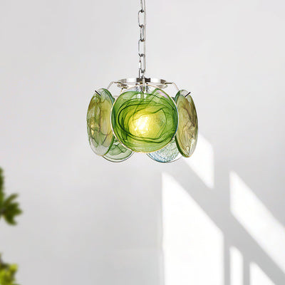 Caelina Pendant Lamp Swirling Glass Discs - Neutral Decor