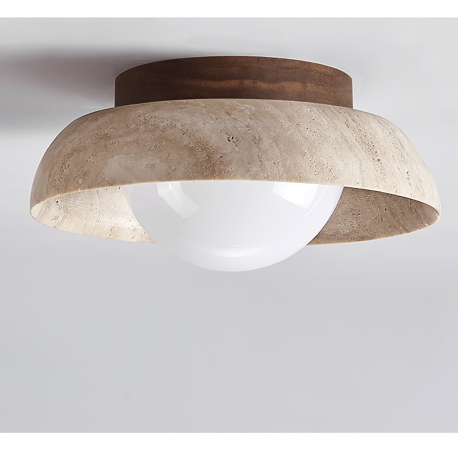 Anya Disc-Dome Travertine Ceiling Light