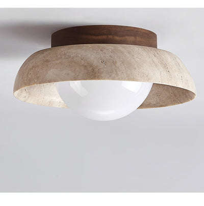 Anya Disc-Dome Travertine Ceiling Light