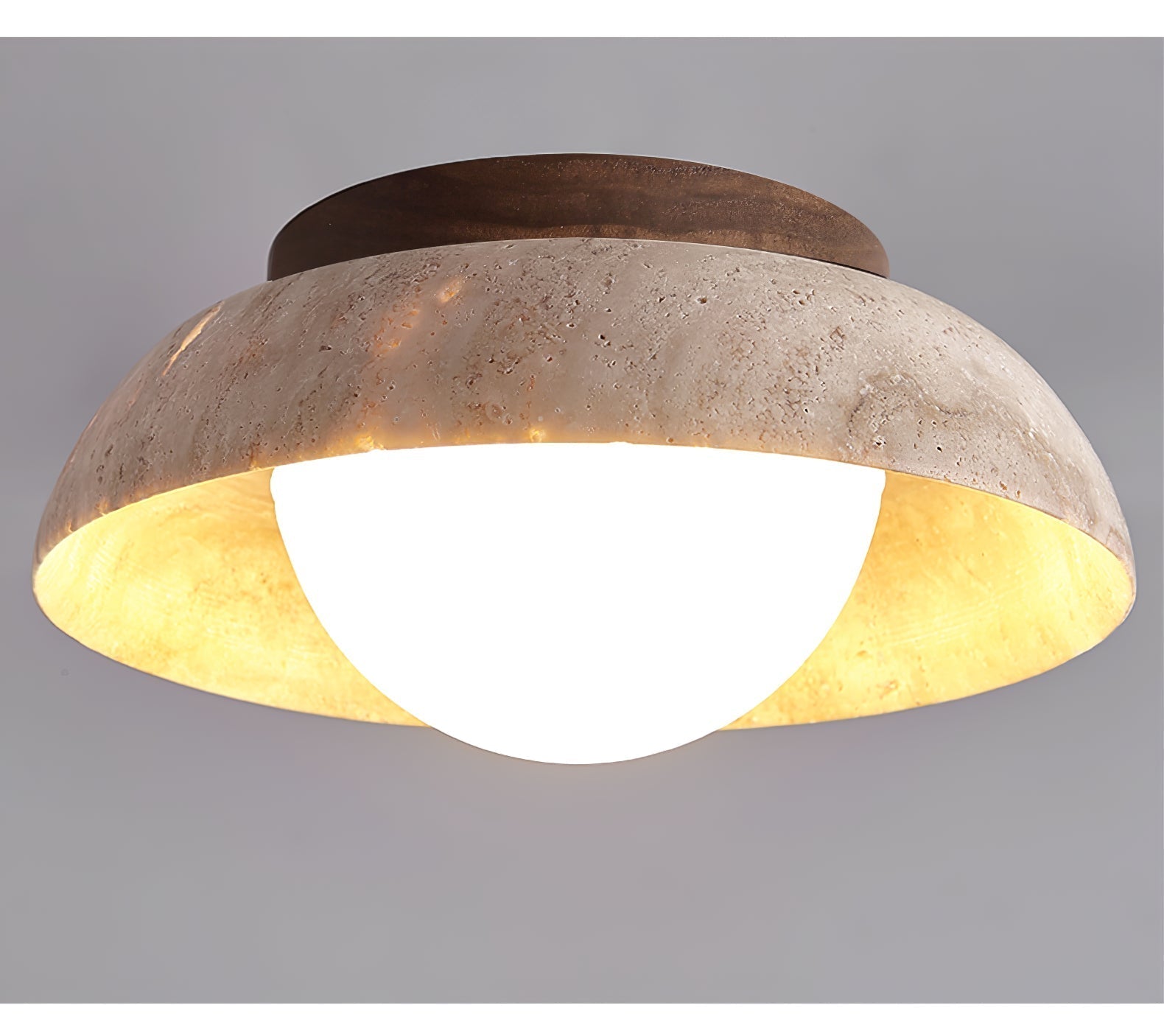Anya Disc-Dome Travertine Ceiling Light