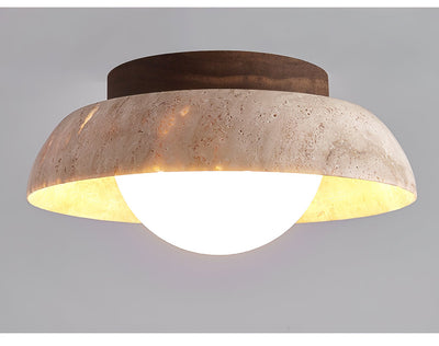 Anya Disc-Dome Travertine Ceiling Light