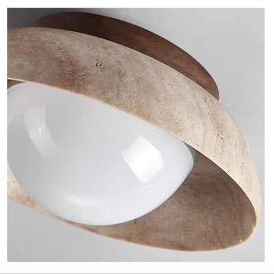 Anya Disc-Dome Travertine Ceiling Light