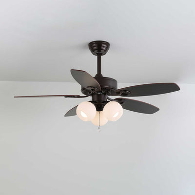 Calviera Vintage Wood Glass Ceiling Fan Light