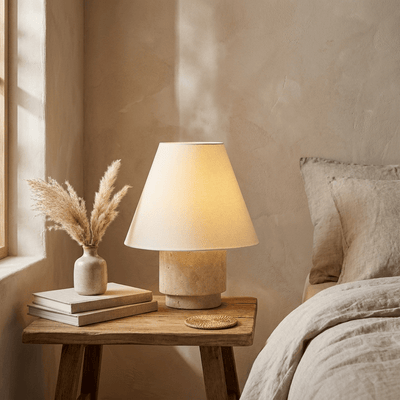 Cedric Travertine Table Lamp