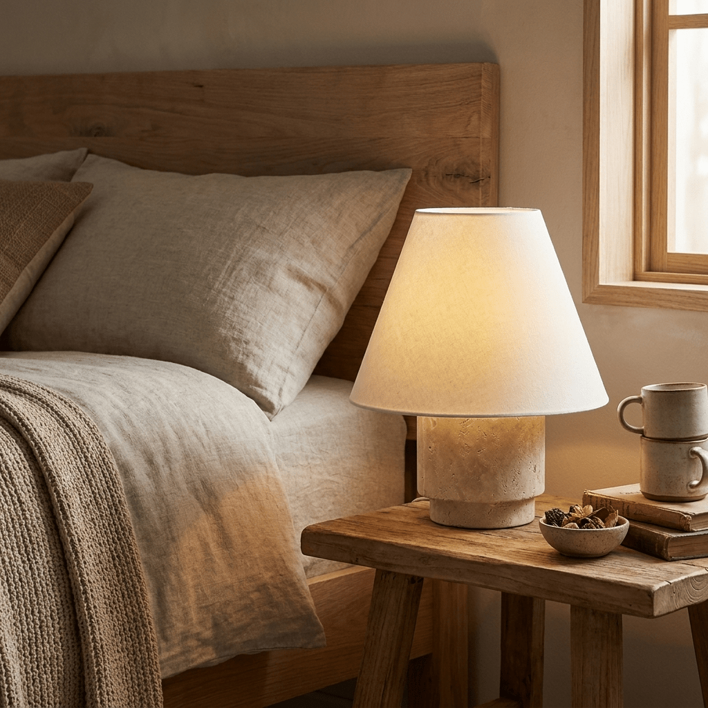 Cedric Travertine Table Lamp