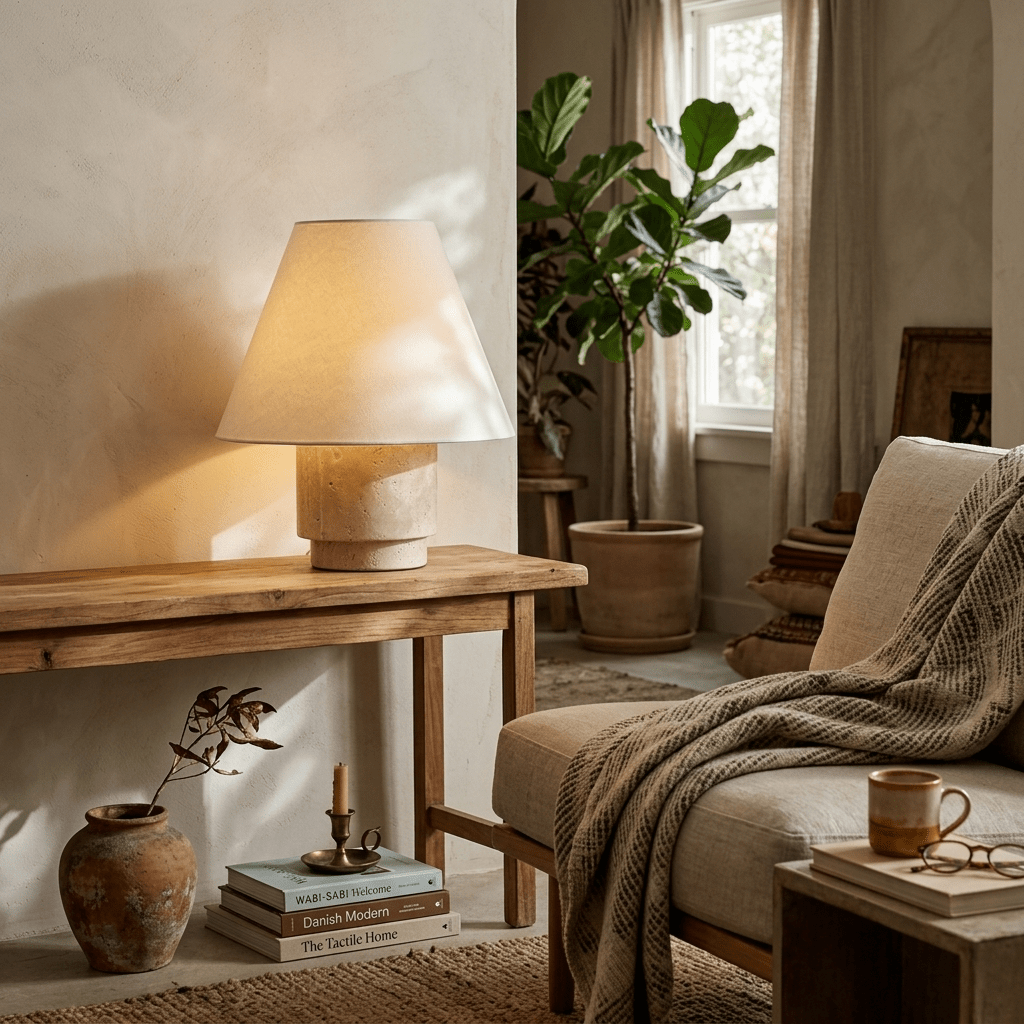 Cedric Travertine Table Lamp