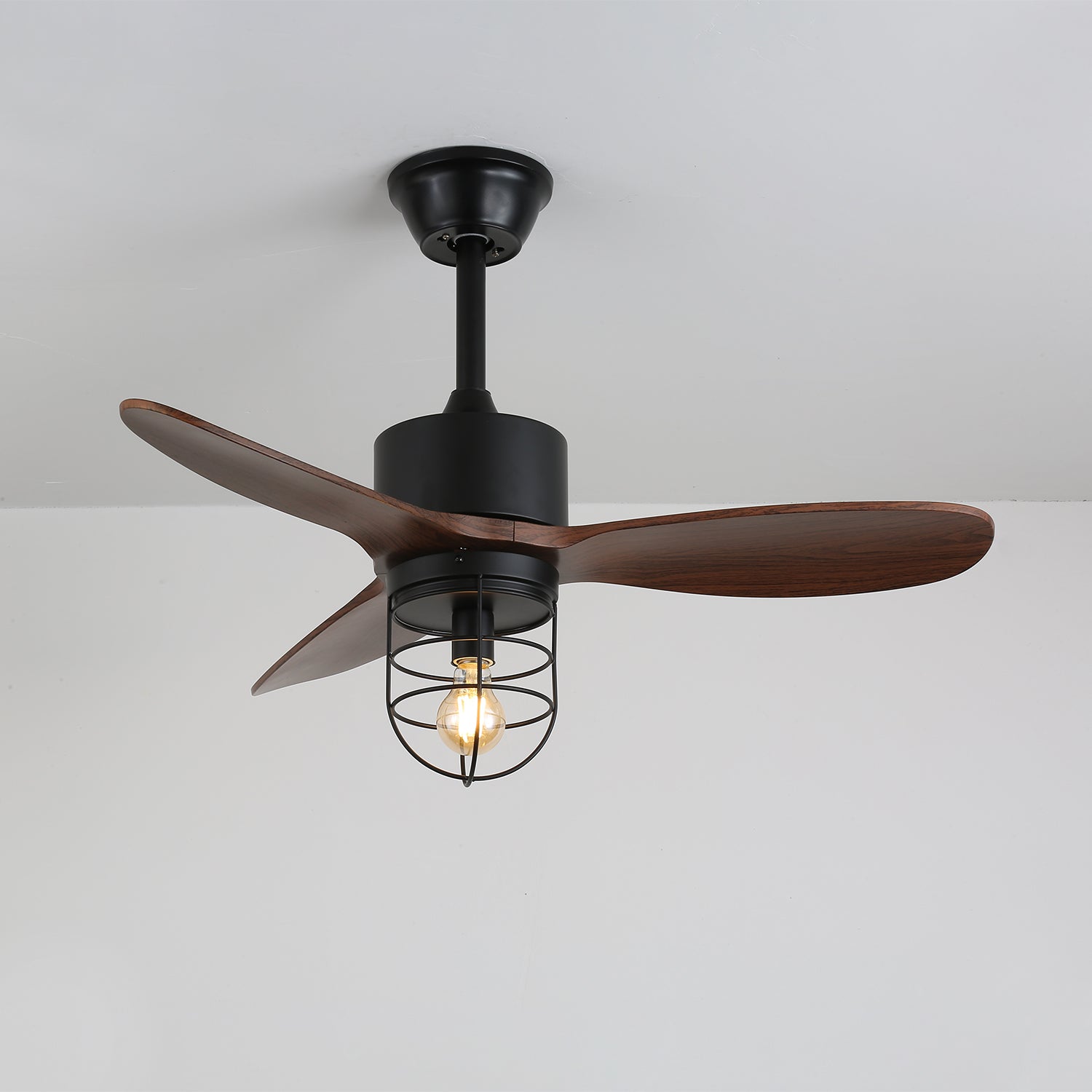 Brisora Industrial Wood Ceiling Fan Light