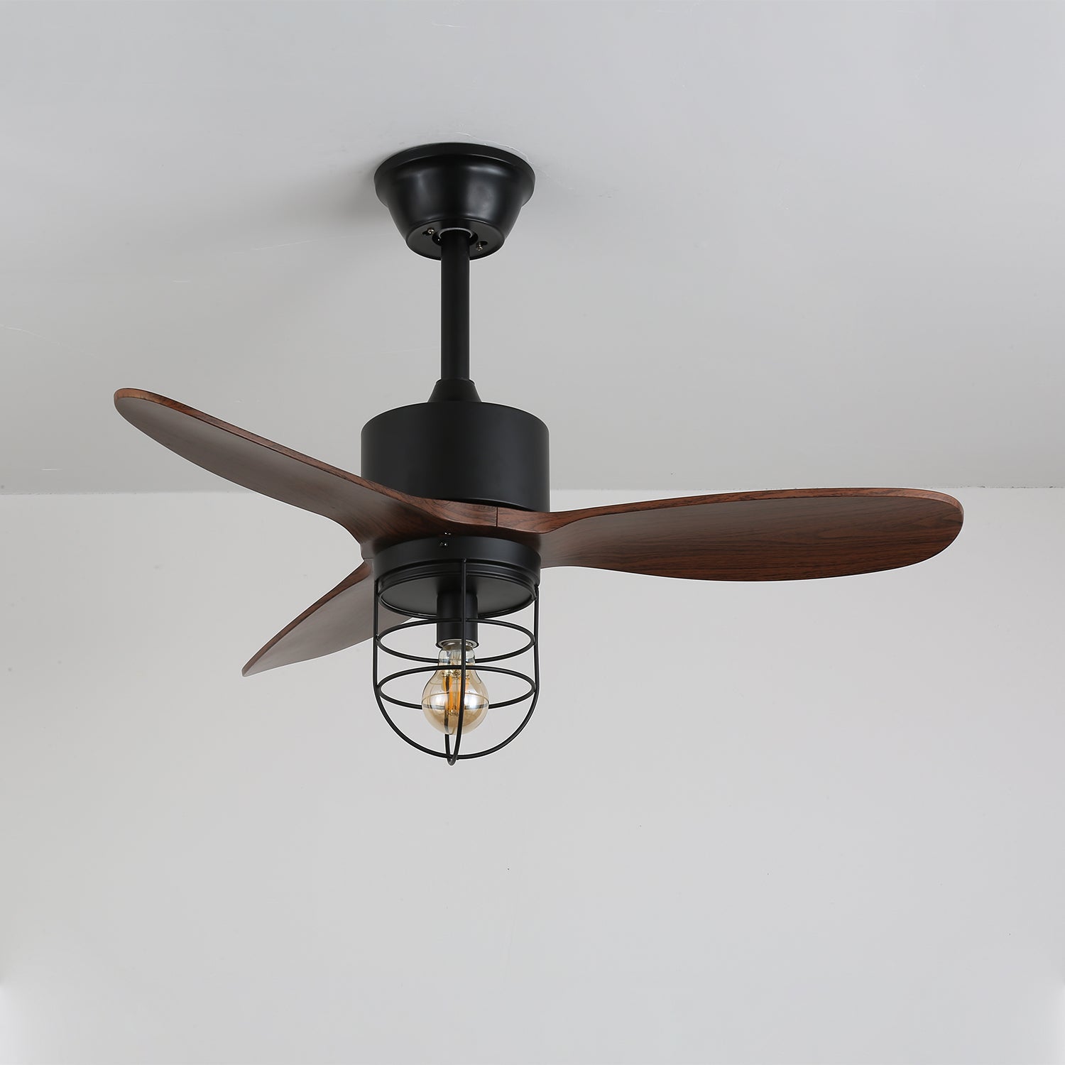 Brisora Industrial Wood Ceiling Fan Light