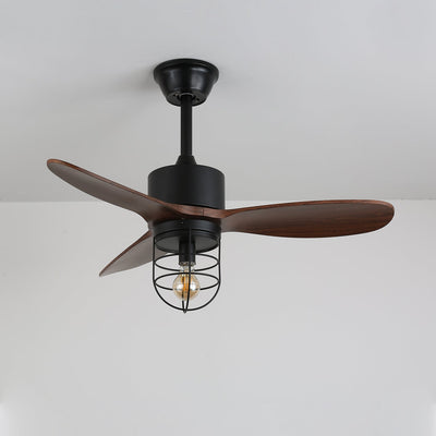 Brisora Industrial Wood Ceiling Fan Light