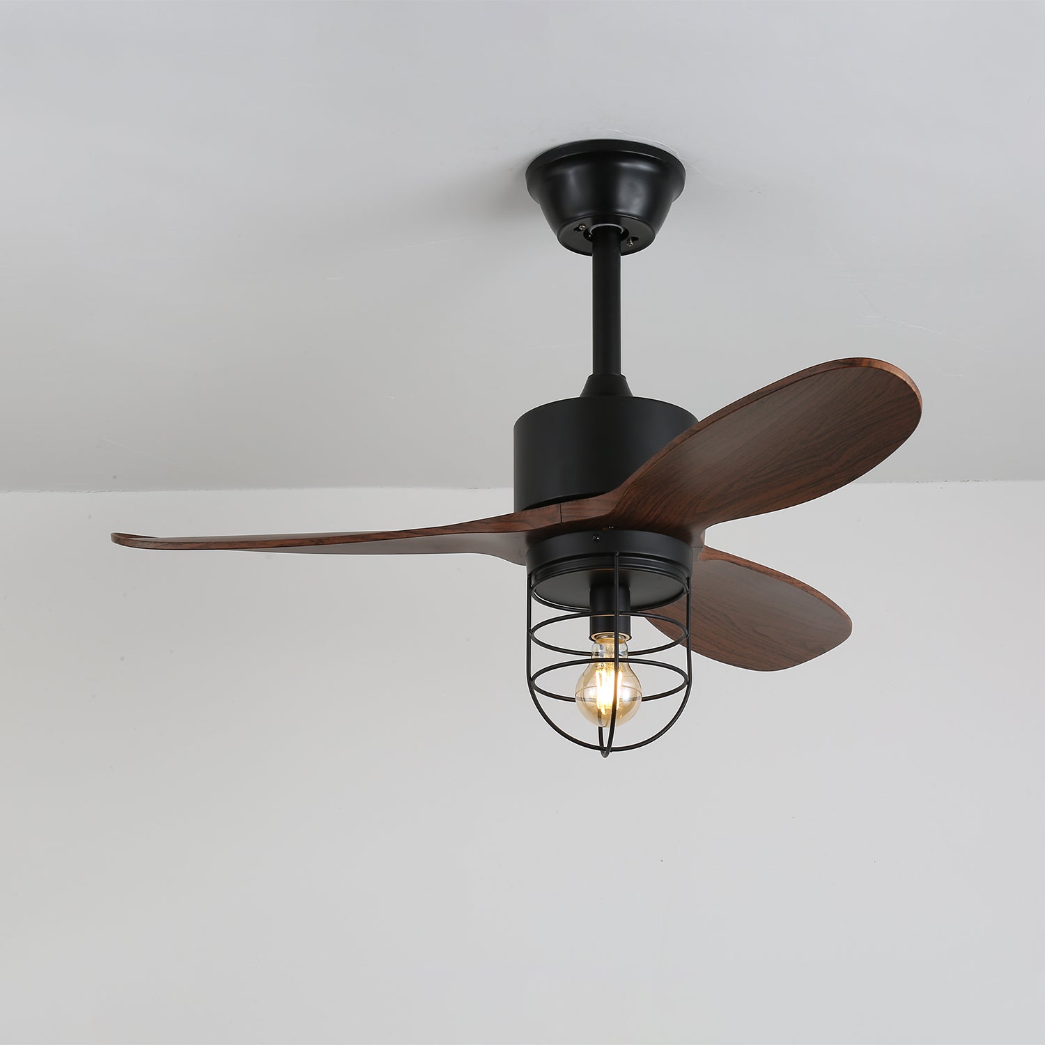 Brisora Industrial Wood Ceiling Fan Light
