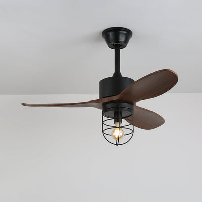 Brisora Industrial Wood Ceiling Fan Light