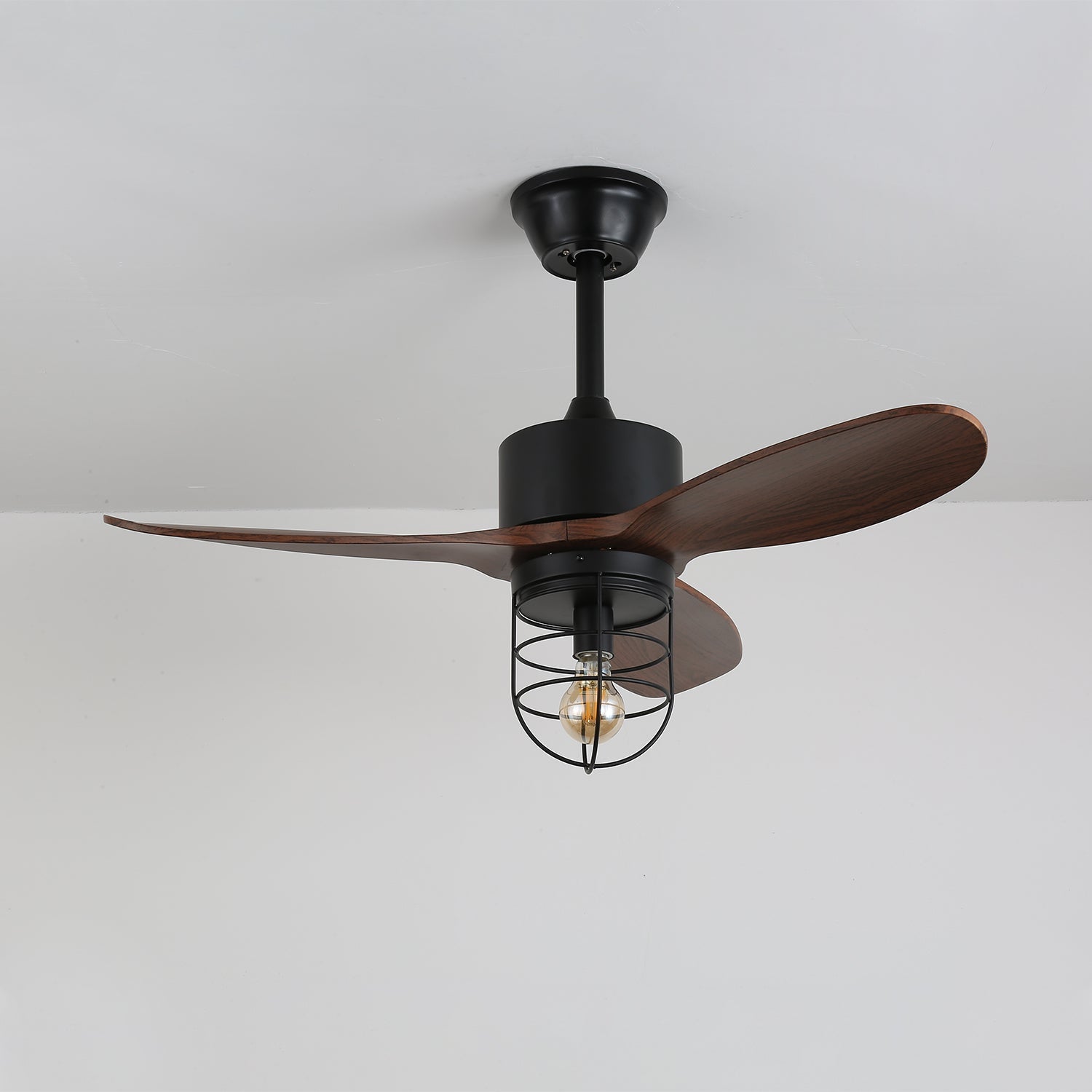 Brisora Industrial Wood Ceiling Fan Light
