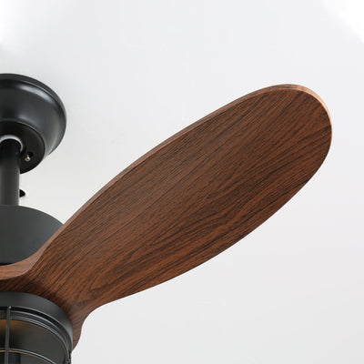 Brisora Industrial Wood Ceiling Fan Light