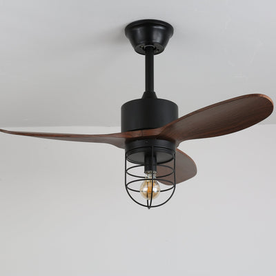 Brisora Industrial Wood Ceiling Fan Light