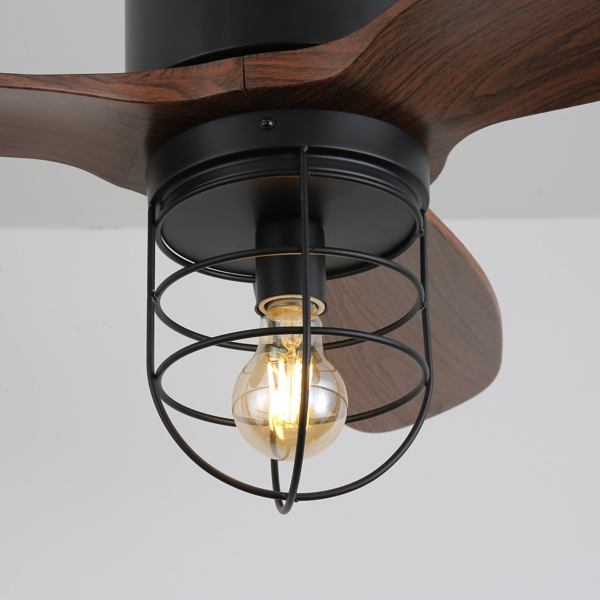 Brisora Industrial Wood Ceiling Fan Light
