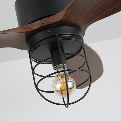 Brisora Industrial Wood Ceiling Fan Light