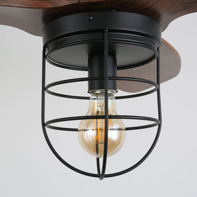 Brisora Industrial Wood Ceiling Fan Light
