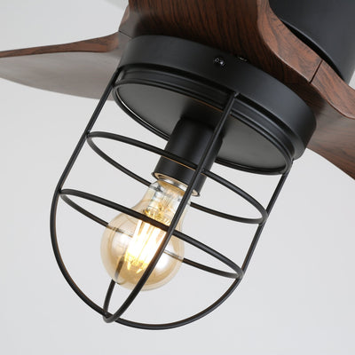Brisora Industrial Wood Ceiling Fan Light