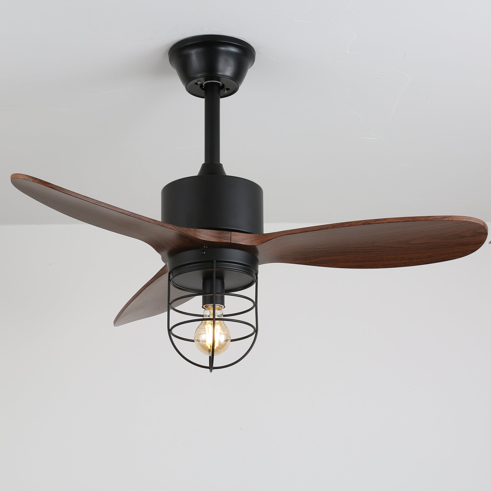 Brisora Industrial Wood Ceiling Fan Light