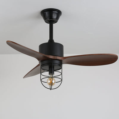 Brisora Industrial Wood Ceiling Fan Light