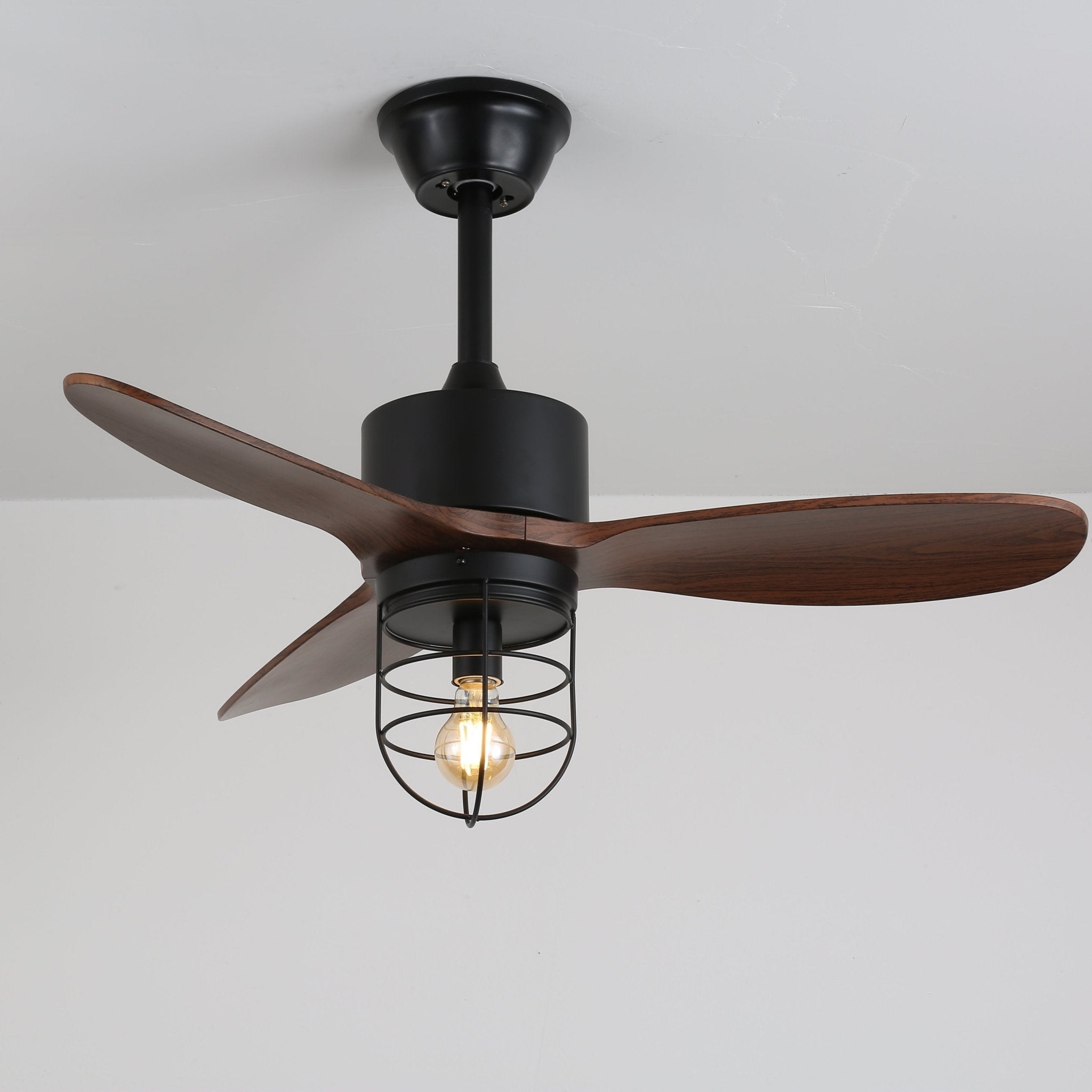 Brisora Industrial Wood Ceiling Fan Light