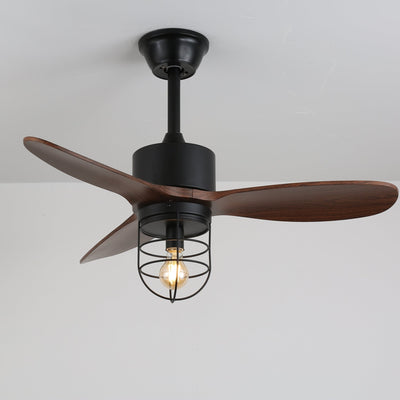 Brisora Industrial Wood Ceiling Fan Light
