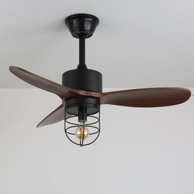 Brisora Industrial Wood Ceiling Fan Light
