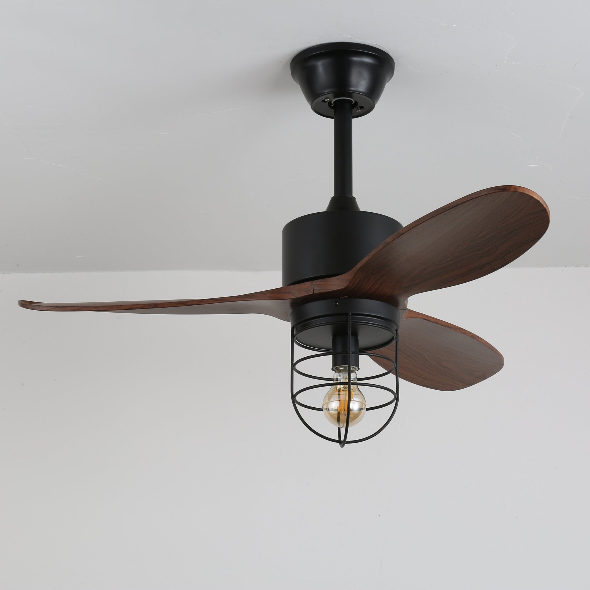 Brisora Industrial Wood Ceiling Fan Light