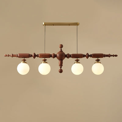 Isilira Classic Wood Glass Linear Pendant Light