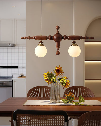 Isilira Classic Wood Glass Linear Pendant Light