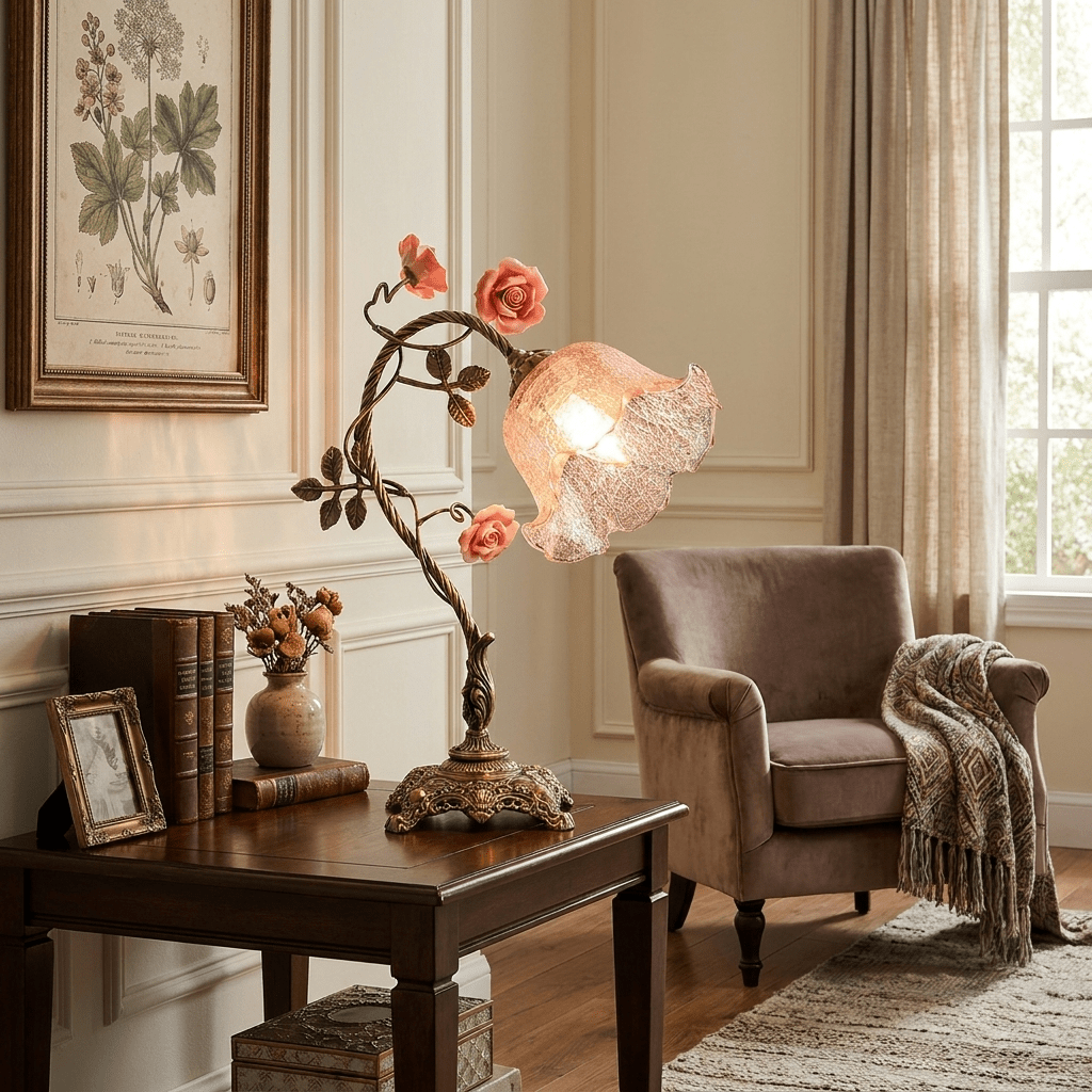 Rosalune Campanella Vintage Rose Table Lamp