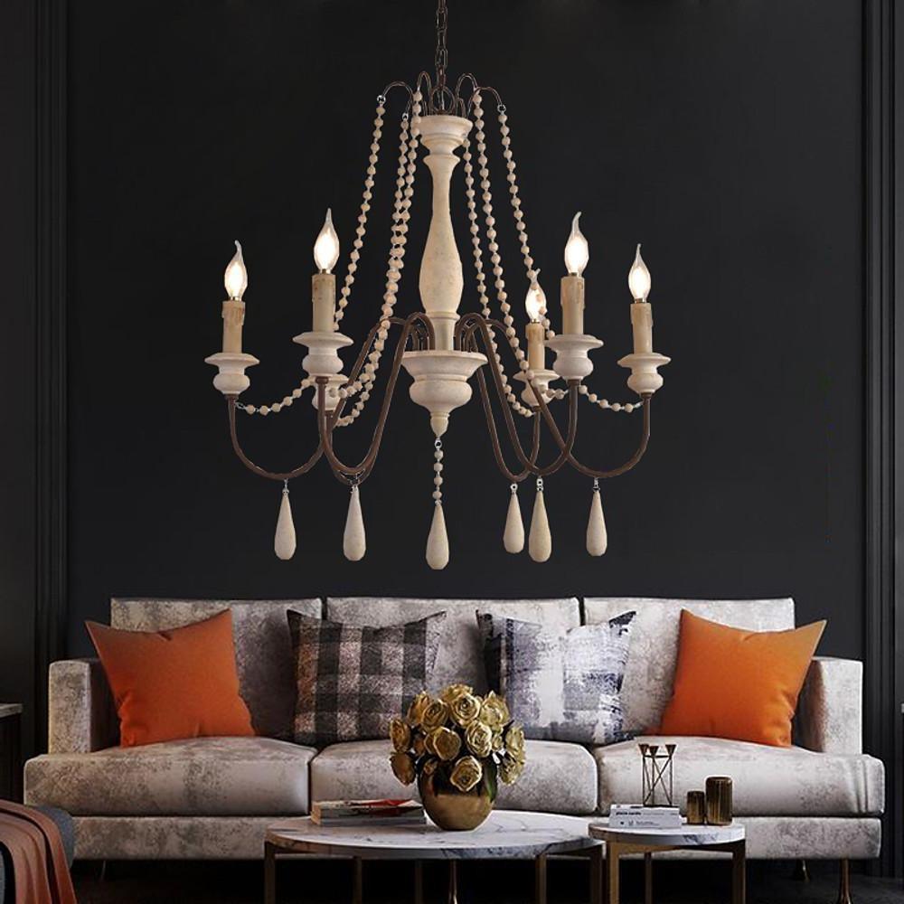 Liorerian Chandelier Candle Scroll Arm Rustic