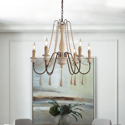 Liorerian Chandelier Candle Scroll Arm Rustic