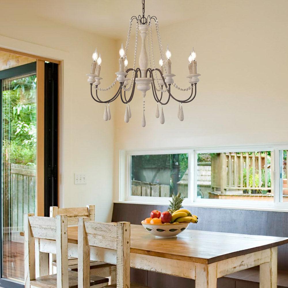 Liorerian Chandelier Candle Scroll Arm Rustic