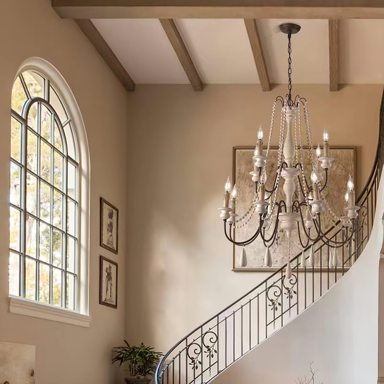Liorerian Chandelier Candle Scroll Arm Rustic