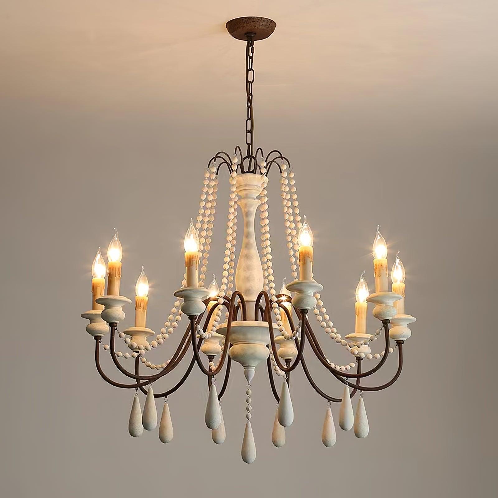 Liorerian Chandelier Candle Scroll Arm Rustic