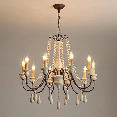 Liorerian Chandelier Candle Scroll Arm Rustic