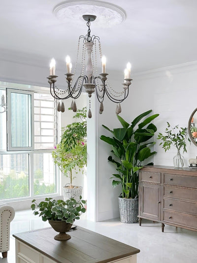 Liorerian Chandelier Candle Scroll Arm Rustic