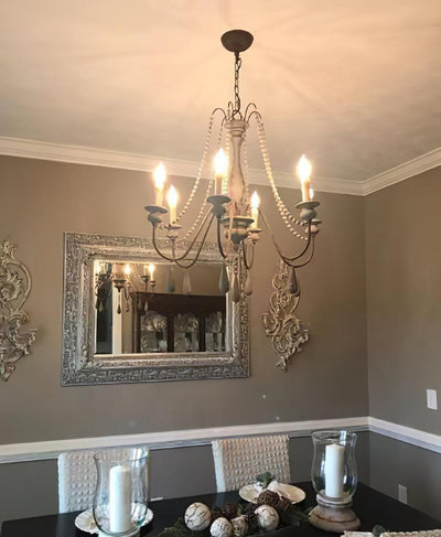 Liorerian Chandelier Candle Scroll Arm Rustic
