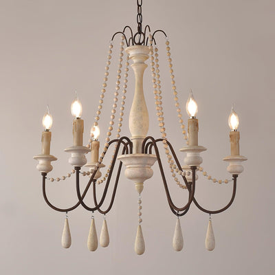 Liorerian Chandelier Candle Scroll Arm Rustic