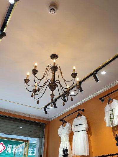 Liorerian Chandelier Candle Scroll Arm Rustic