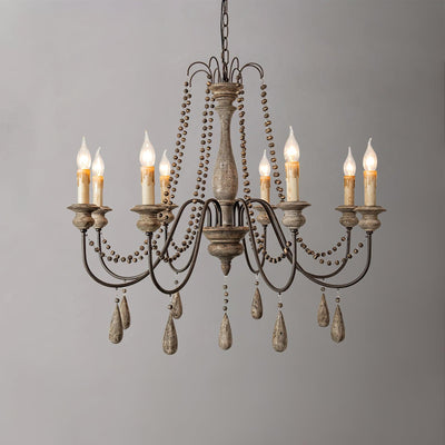 Liorerian Chandelier Candle Scroll Arm Rustic