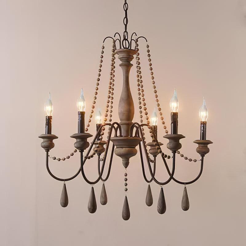 Liorerian Chandelier Candle Scroll Arm Rustic