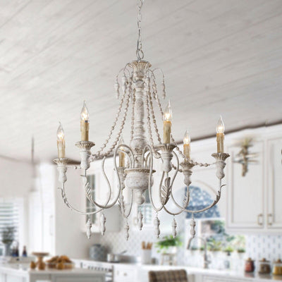 Liorerian Chandelier Candle Scroll Arm Rustic