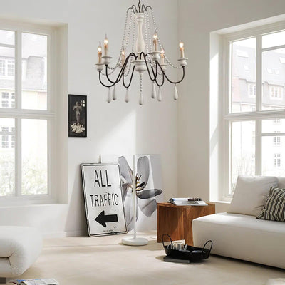 Liorerian Chandelier Candle Scroll Arm Rustic