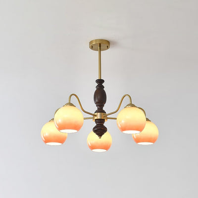 Reniian Chandelier Caramel Orb Curved Arm