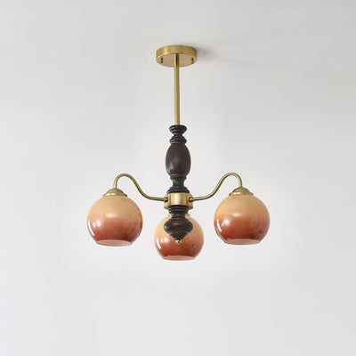 Reniian Chandelier Caramel Orb Curved Arm