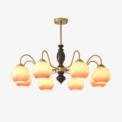 Reniian Chandelier Caramel Orb Curved Arm